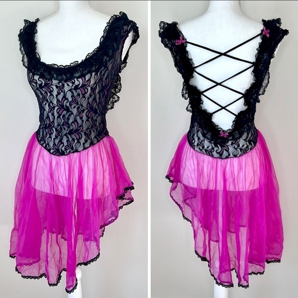 80s Vintage Saloon Lingerie Dress - Picture 1 of 8